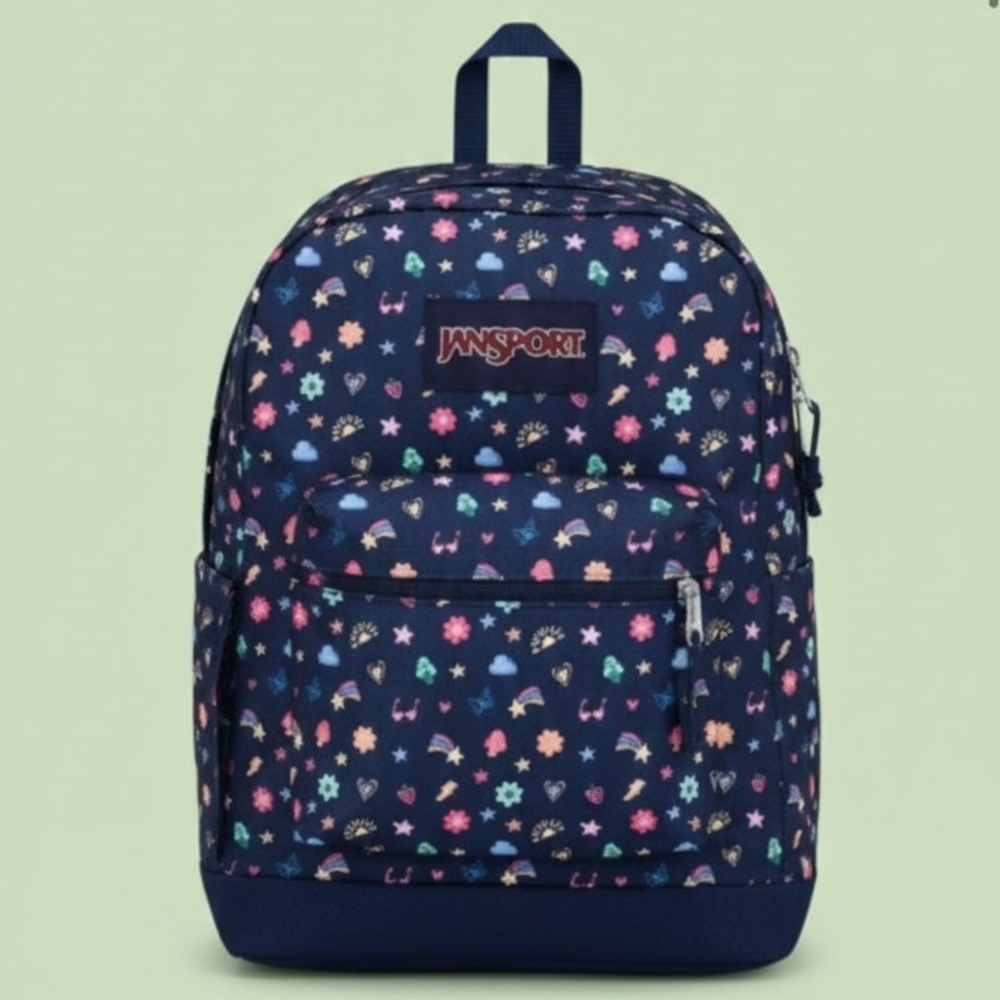 JanSport Cross Town Plus Backpack with Floral Pattern - Navy